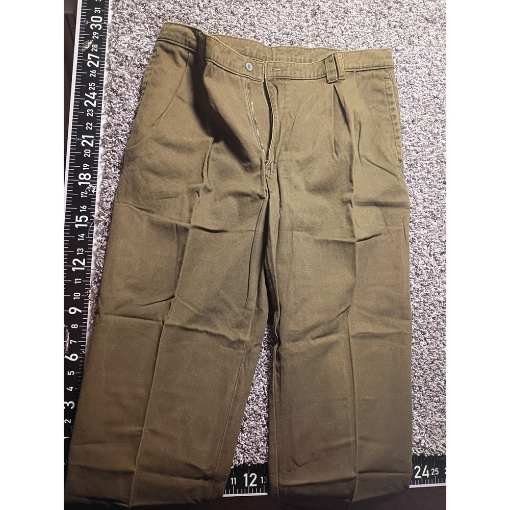 Dockers by Levi Strauss Mens 38x30 Pleated Chino Pants Olive Green Cotton Twill